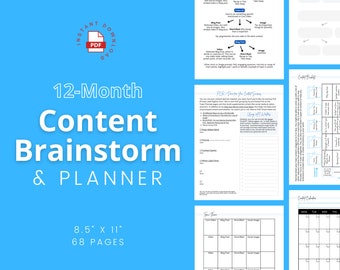 Printable 12-Month Content Brainstorm Planner