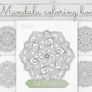 Mandala Coloring Book for Adults | Printable Mandala Flowers Coloring Pages Set | Instant PDF Download v3