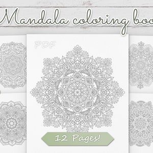 Mandala Coloring Book for Adults | Printable Mandala Flowers Coloring Pages Set | Instant PDF Download v1