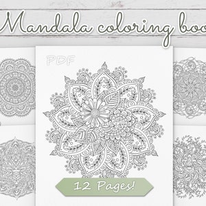 Mandala Coloring Book for Adults | Printable Mandala Flowers Coloring Pages Set | Digital Digi Stamps  Crafting | Line art v4