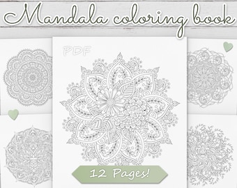Relaxing Flower Mandala Set | Detailed Line Art | Gift for Her Hobby | High Res Printable (Instant PDF Download v4)