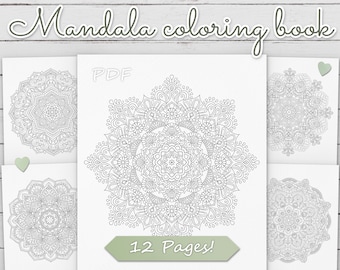 Relaxing Flower Mandala Set | Detailed Line Art | Gift for Her Hobby | High Res Printable (Instant PDF Download v1)