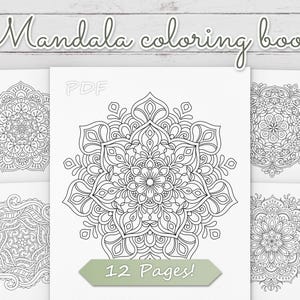 Mandala Coloring Book for Adults | Printable Mandala Flowers Coloring Pages Set | Instant PDF Download v6
