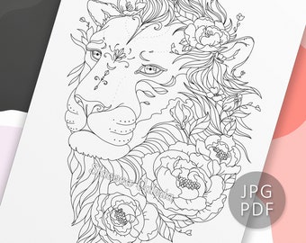 Lion Coloring Book Page Instant Download - Etsy