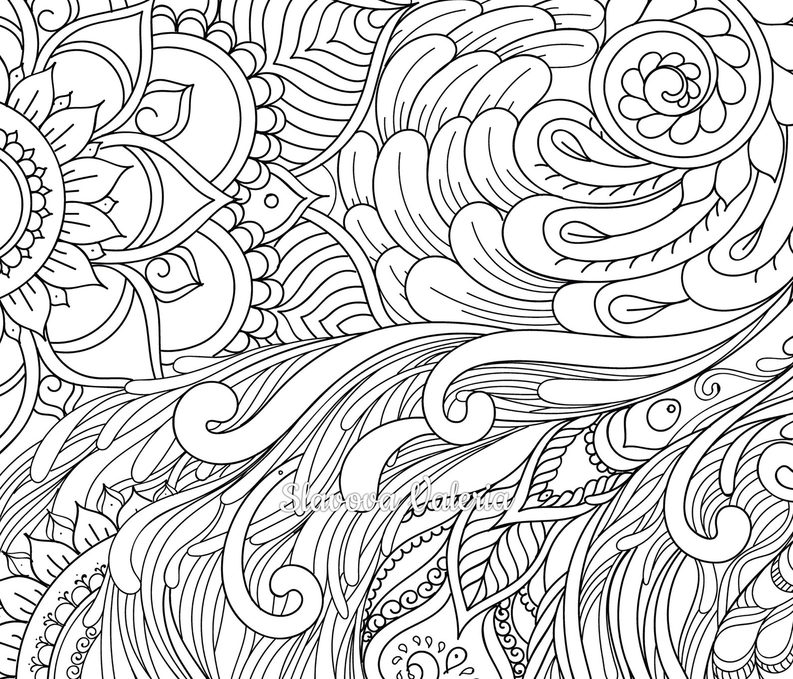Printable Mandala Zentangle DIGITAL Coloring Page Doodle Print Art for ...