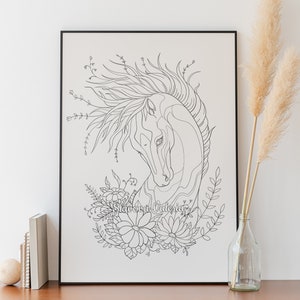 Horse Coloring Pages, PDF Download, Great Gift, Instant Download