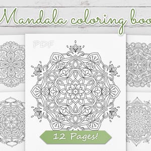 Mandala Coloring Book for Adults | Printable Mandala Flowers Coloring Pages Set | Instant PDF Download v7