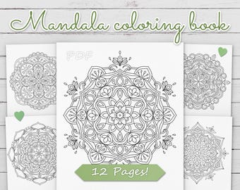 Mandala Malbuch: 12 Blumendesigns für Erwachsene (Instant PDF Download)
