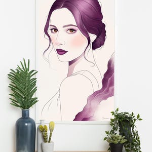 Personligt akvarellporträtt: Anpassad kvinnoillustration (digital nedladdning) bild 1