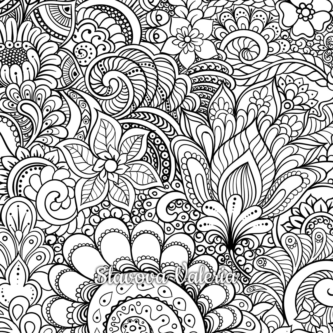 Printable Zentangle Coloring Page, Ornament Coloring Page, Mandala ...