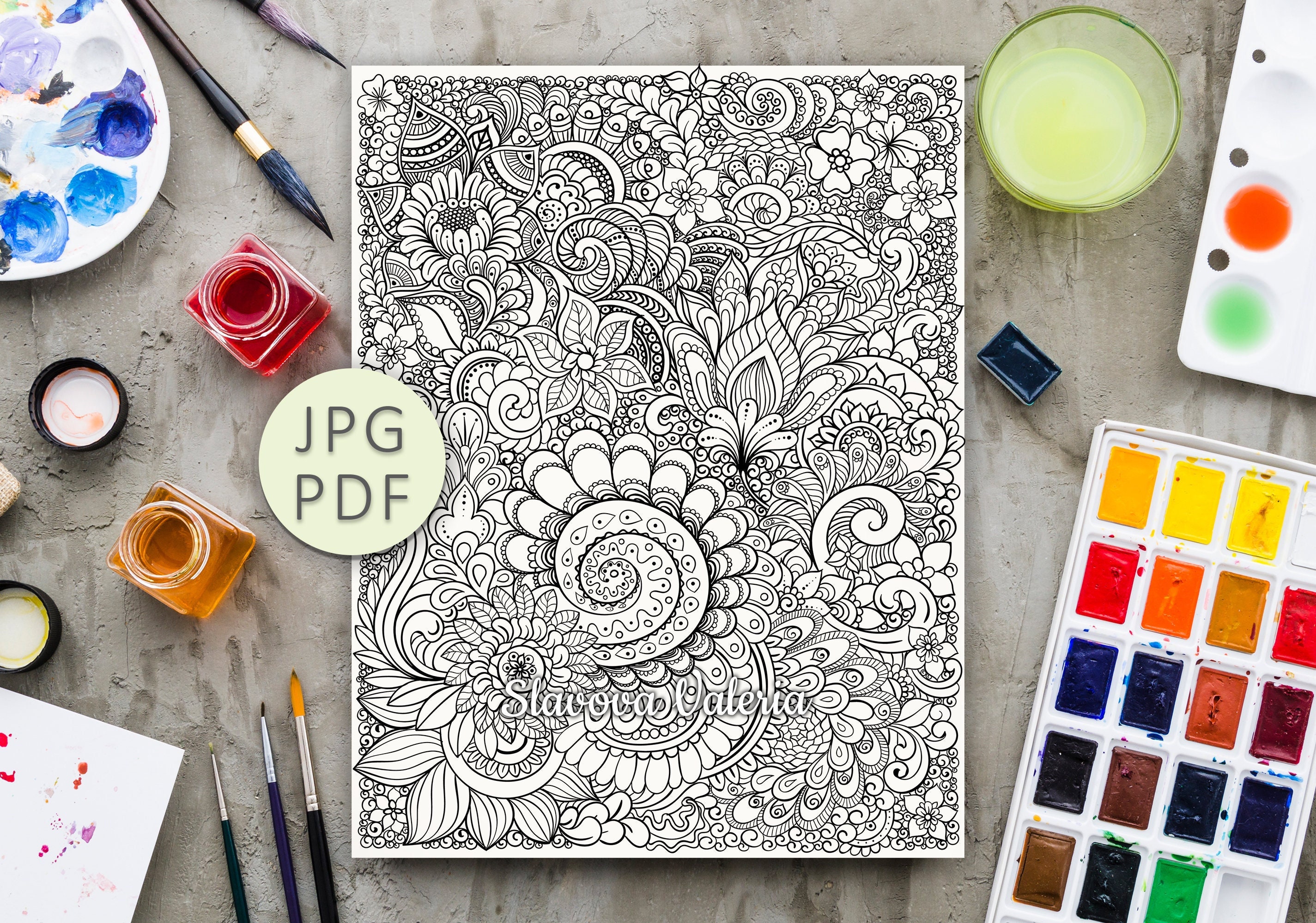 printable zentangle coloring page ornament coloring page etsy