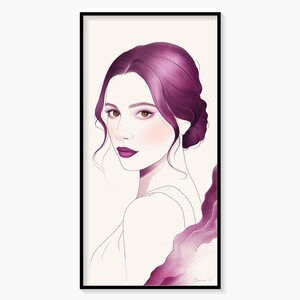 Personligt akvarellporträtt: Anpassad kvinnoillustration (digital nedladdning) bild 5