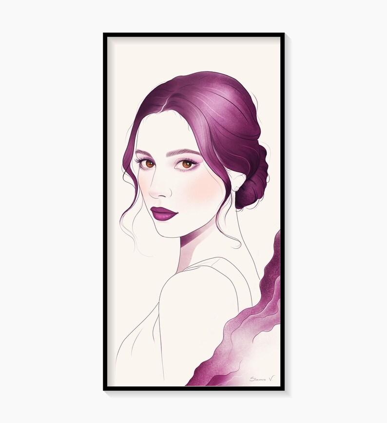 Personligt akvarellporträtt: Anpassad kvinnoillustration (digital nedladdning) bild 5