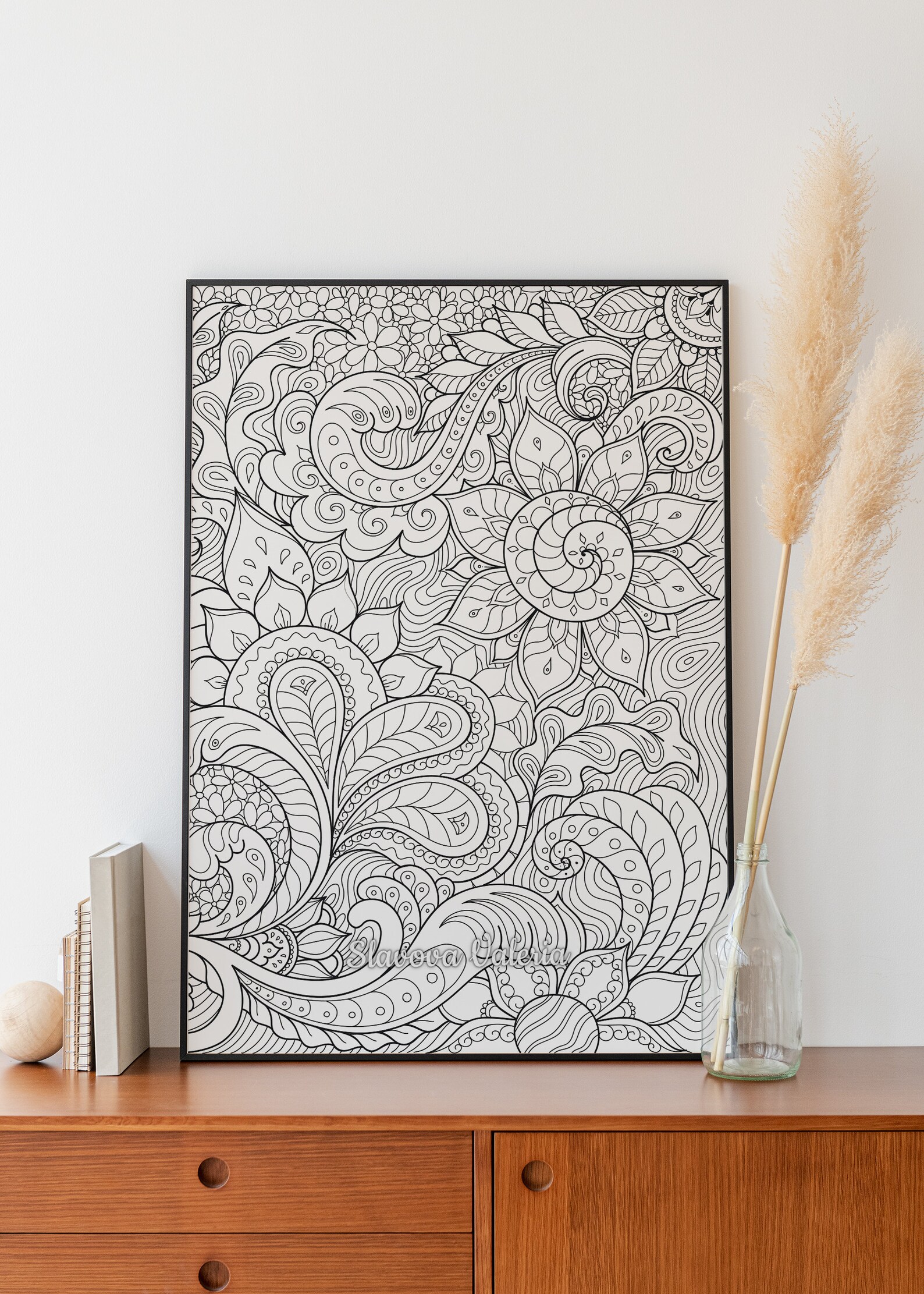 Black and White Patterns, Coloring Printable Paper Pack, Line Art ...