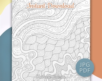 Mandala Zentangle Coloring Page: Whimsical Floral Doodle (PDF/JPG Download)