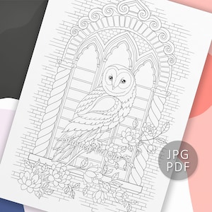 Owl With Flowers - Printable Coloring book pages for adults and kids Coloring sheets PDF