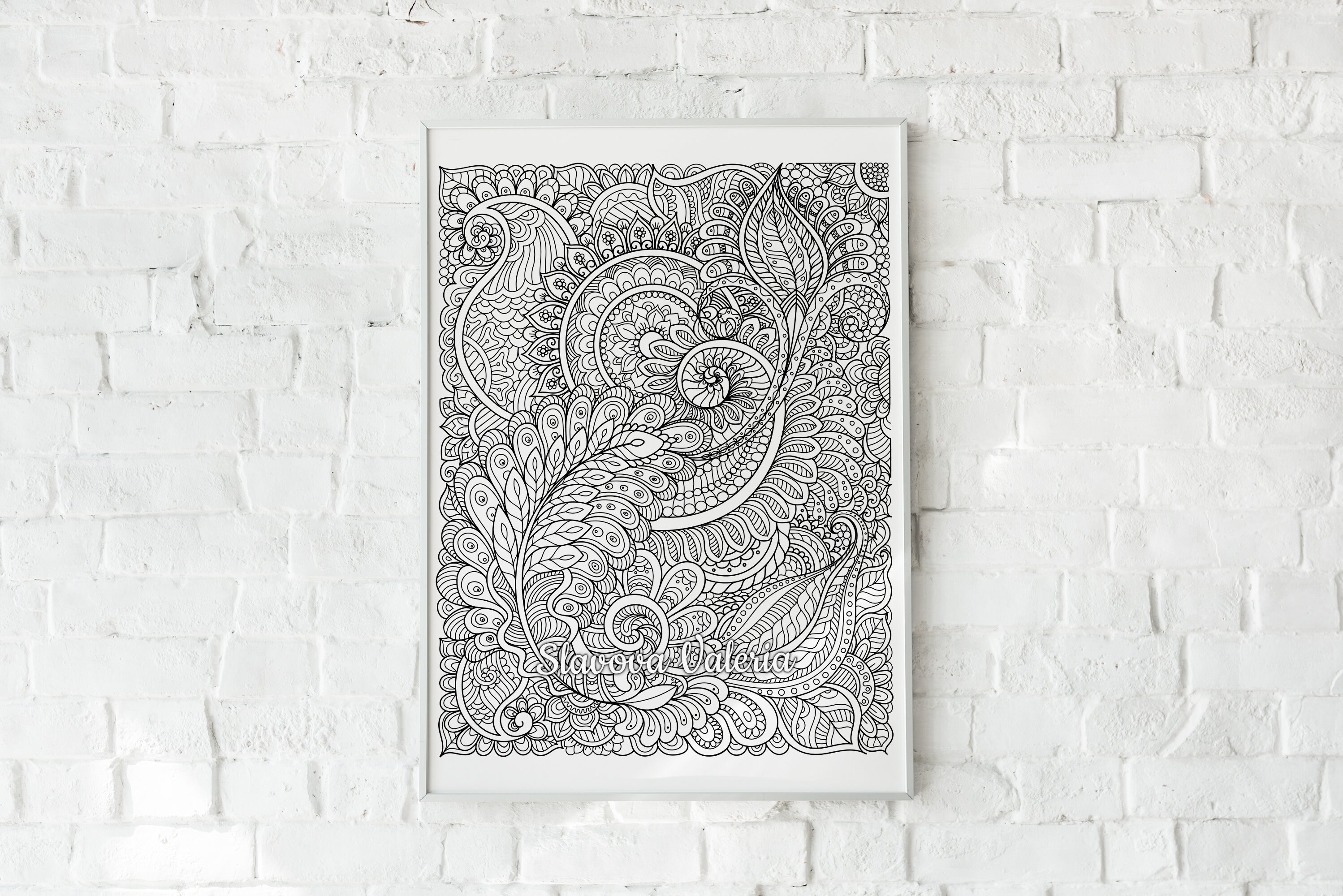 Printable Zentangle Coloring Page Digital Mandala Doodle - Etsy