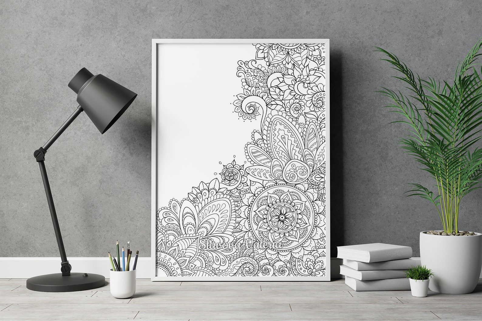 Floral Coloring Page for Adults Printable Coloring Page for Grown-up