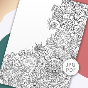 Floral Zentangle Coloring Page for Adults (PDF/JPG Download)
