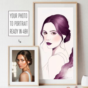 Personligt akvarellporträtt: Anpassad kvinnoillustration (digital nedladdning) bild 2