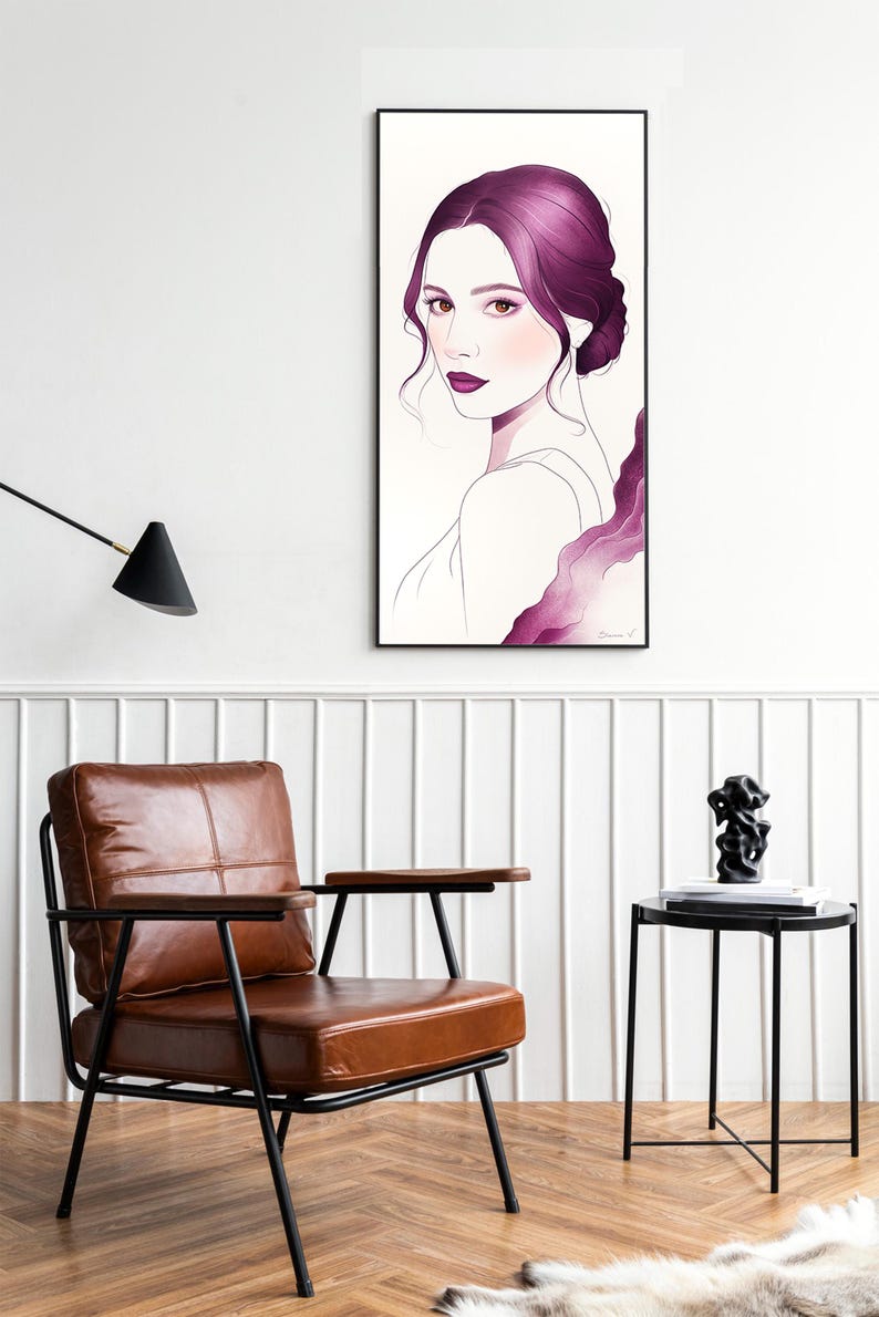 Personligt akvarellporträtt: Anpassad kvinnoillustration (digital nedladdning) bild 4