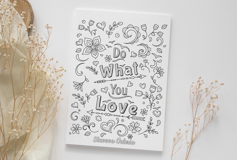 Floral Motivational Quote Coloring Pages: Mindfulness Designs (Digital Download) image 2