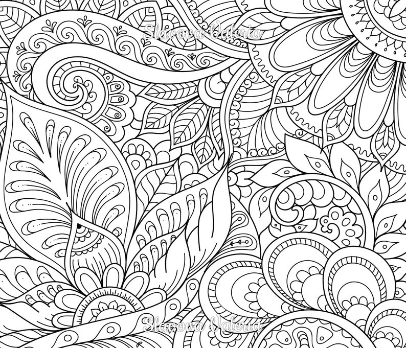 Floral Coloring Page for Adults and Kids Printable Coloring - Etsy