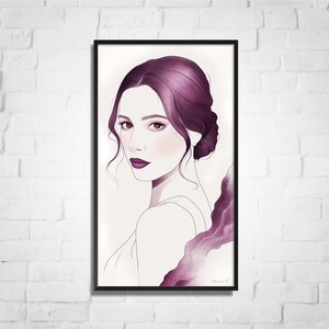 Personligt akvarellporträtt: Anpassad kvinnoillustration (digital nedladdning) bild 9