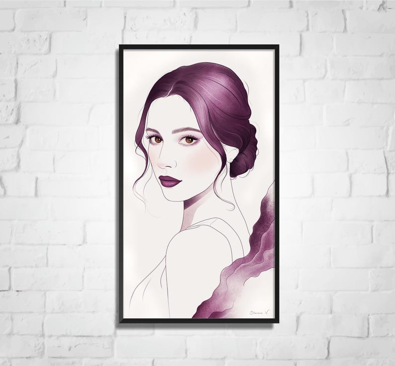 Personligt akvarellporträtt: Anpassad kvinnoillustration (digital nedladdning) bild 9