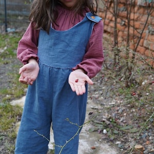 Linen overalls, denim blue