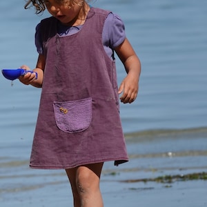 Apron dress fine corduroy, mauve/light purple