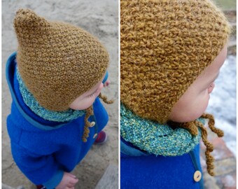 Dwarf hood/children's hat alpaca blend, Camel