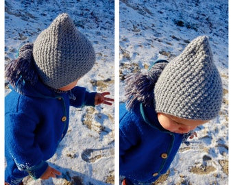 Dwarf Cap/Children's Cap Merino, Light Grey