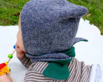 Dwarf cap with scarf - virgin wool