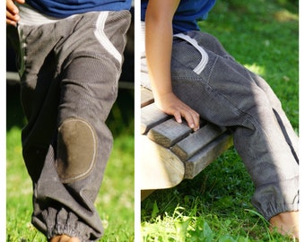 Pump pants corduroy, grey with patches