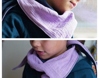 Double triangular scarf muslin, blue/dust purple