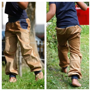 Corduroy pants, camel/blue image 1