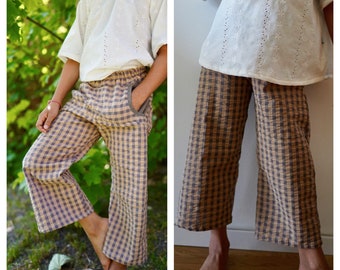 Culotte organic cotton, beige/grey checked