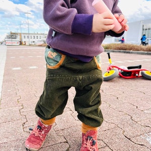 Corduroy harem pants, olive/rust