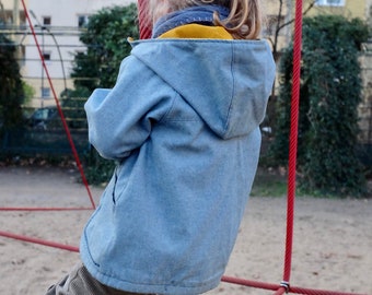 Lined Jacket Corduroy/Jeans, Blue/Yellow