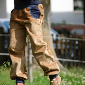 Corduroy pants, camel/blue image 5