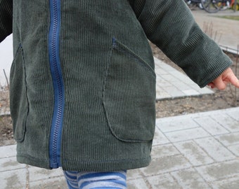 Lined Jacket Corduroy/Wool Walk, Olive/Blue