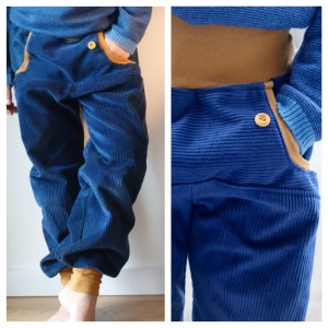 Pump pants corduroy, blue/golden brown