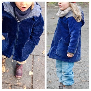 Jacket corduroy/wool walk, blue/gray