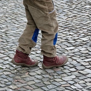 Corduroy pump pants with denim patches, mud image 4