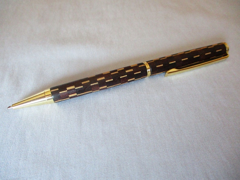 Wooden ballpoint pen, intasia ballpoint pen, wooden jewelry, handmade, marquetry, wooden ballpoint pen image 1