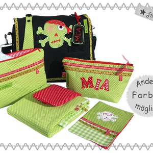Set diaper bag and changing mat green-red image 4