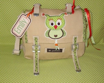 Eulen-Kindergartentasche beige