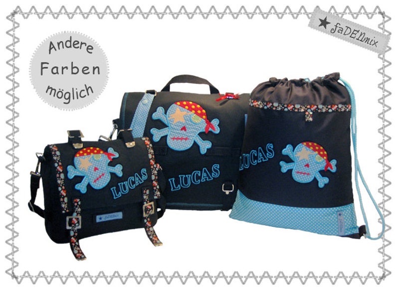 SET Piraten-Tasche in dunkelblau & Turnbeutel Bild 2