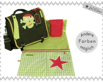 Set diaper bag and changing mat green-red
